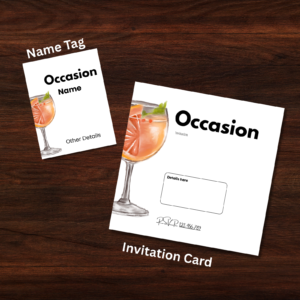 Corporate Event Invitation & Name Tag Pack – Editable Printable Set with Cocktail Glass Design