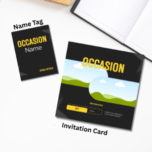 Customisable Corporate Event Invitation & Name Tag Set – Editable Digital Download with Photo Placeholder Design