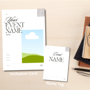 Modern Minimalist Event Invitation & Name Tag – Printable Customisable Set