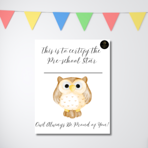 Printable Owl Preschool Star Certificate | Cute Achievement Award for Kids | Instant Download | Pre-K Milestone Reward