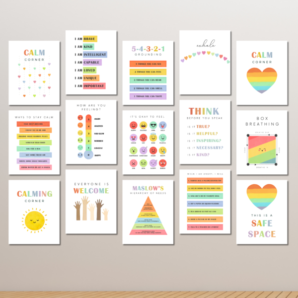 Bright & Bold Calm Corner Poster Bundle – 40+ Printable Social-Emotional Learning Posters for Kids