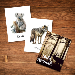 Wild Animals Flashcards for Kids – Set of 12 | Educational Nature-Inspired Printable Cards