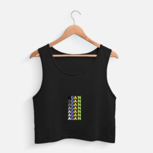 AGAIN Minimalist Graphic Crop Tank Top – Black