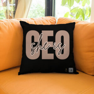 She Is CEO – Boss Babe Motivational Cushion Cover (16x16")