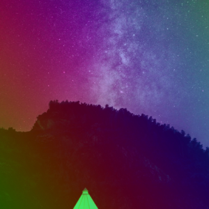 Rainbow Tent Under Stars