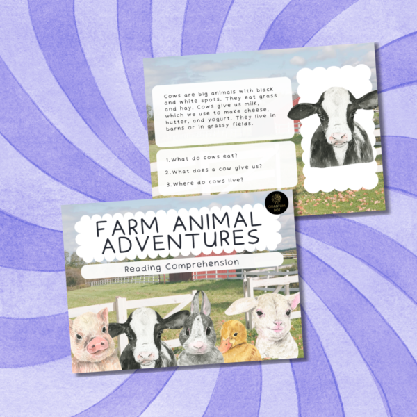 Farm Animal Reading Comprehension Cards for Kids – 9 Fun Fact Cards with Questions | Printable PDF