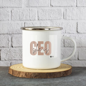 CEO She Is – Motivational Enamel Mug (11 oz)