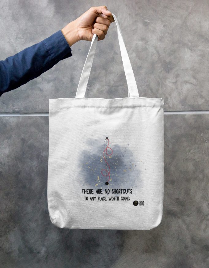“No Shortcuts” Motivational Canvas Tote Bag (Zipper) - Image 2