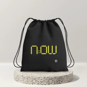 Minimalist "NOW" Drawstring Bag – Motivational Typography Print