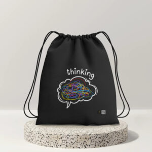 Thinking - Dark Drawstring Bag