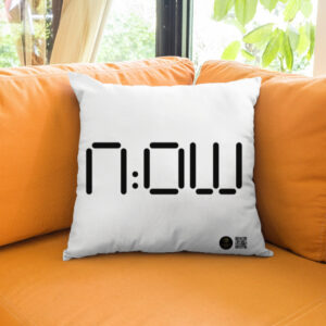 “NOW” All-Over Printed Cushion Cover – Minimalist Bold Decor