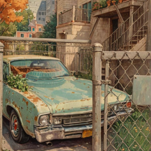 Rusty Car Yard Painting