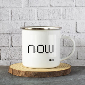 "NOW" Enamel Camping Mug – 11oz Stainless Steel