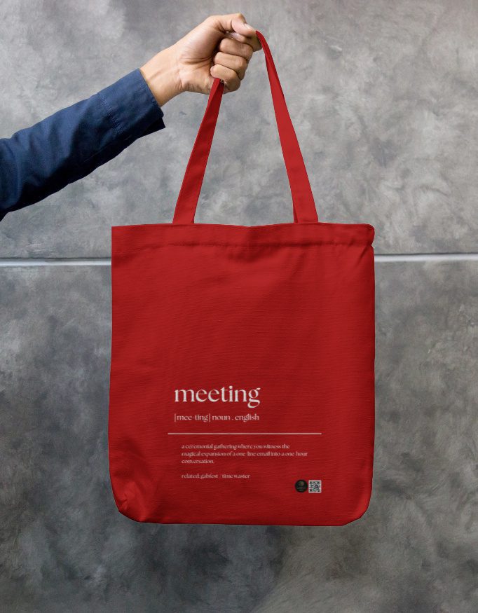 “Meeting” Quirky Office Quote Tote Bag Zipper - Image 6