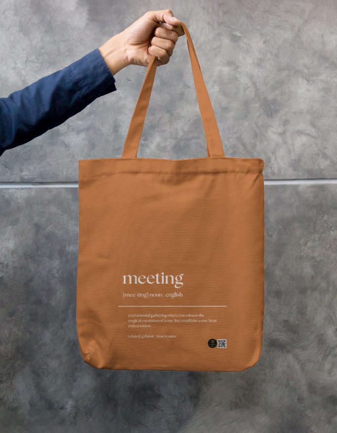 “Meeting” Quirky Office Quote Tote Bag Zipper - Image 2