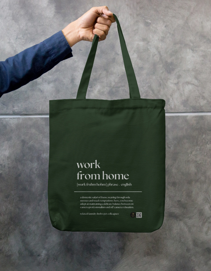"Work From Home” Quirky Office Quote Tote Bag Zipper - Image 4