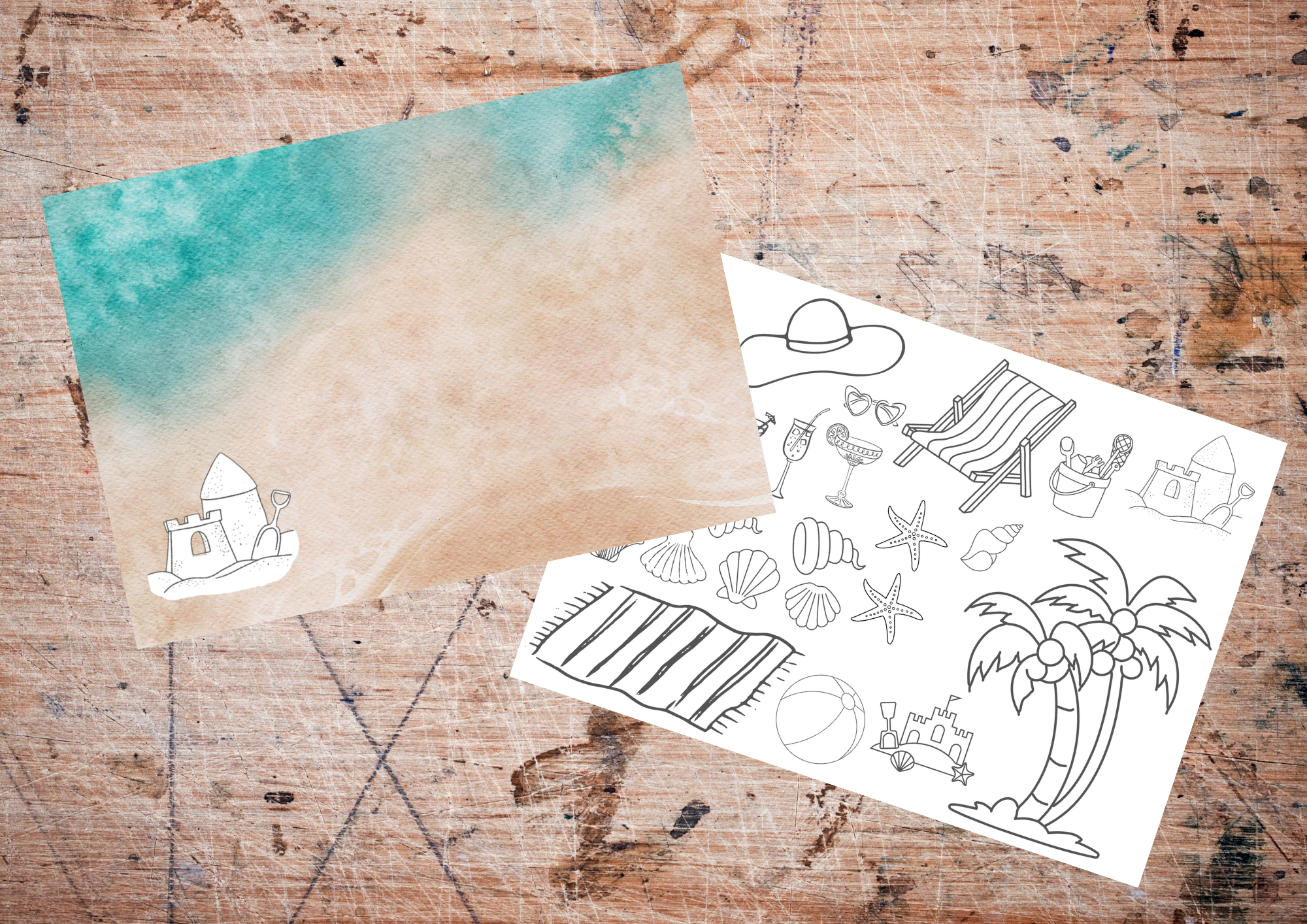 Beach Scene Cut & Paste Craft – Printable Kids Activity (Printable PDF)