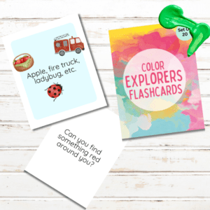 Color Explorers Flashcards – 20 Printable Cards for Kids to Learn & Play with Colours (Digital PDF)