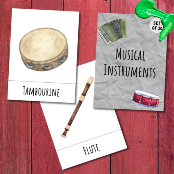 Musical Instruments Flashcards – 20 Printable Cards for Kids & Classrooms (Digital PDF)