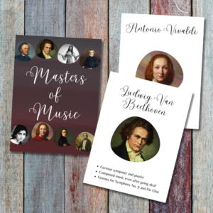 Masters of Music – 25 Legendary Musicians Illustrated Flashcards (Printable PDF)