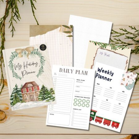 70-Page A4 Holiday Planner Cards | Daily & Weekly Planner Printables | Christmas-Themed Planning Templates | Aesthetic Grid, Notes & Journaling Pages | Instant Digital Download