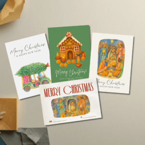 Desi Christmas Collection – Set of 4 Printable Greeting Cards | Cultural Holiday Cards | Indian Christmas Card Set | Digital Download