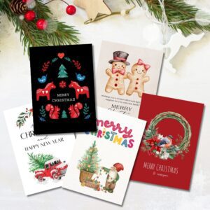 Christmas Greeting Cards Pack | Set of 25 Printable Holiday Cards | 5x7” Digital Download | Winter & Festive Xmas Cards