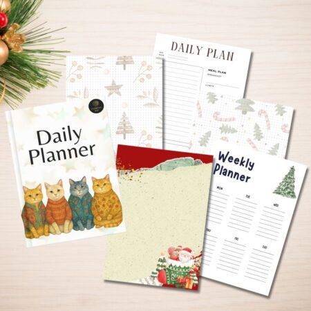 70-Page A4 Daily & Weekly Planner Printable Bundle | Cute Cat & Dog Themed Planner Pages | Grid, Dot Grid, Notes & Holiday Backgrounds | Instant Digital Download