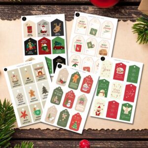 Editable Christmas Gift Tags – Set of 5 Printable Tags | Festive Holiday Gift Labels | A4 (210mm x 297mm) Printable Tag Sheets | Instant Download | DIY Christmas Tags