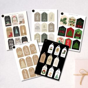 Editable Christmas Gift Tags | Set of 5 A4 Printable Holiday Label Sheets | DIY Gift Wrap Tags | Instant Download