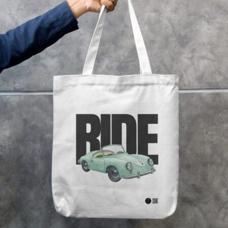 RIDE Vintage Car Tote Bag – Zippered Cotton Canvas Carryall
