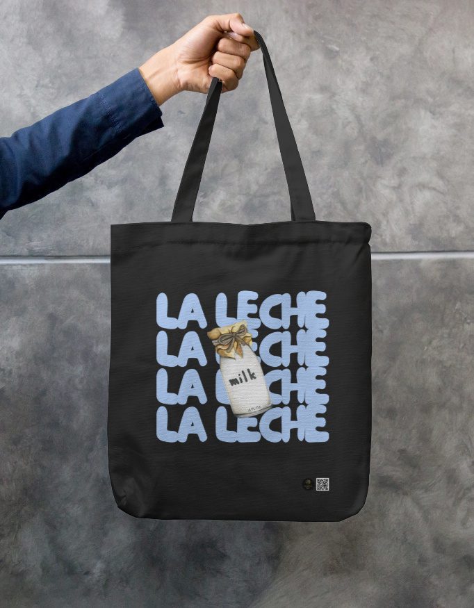 La Leche Canvas Tote Bag with Zipper | 100% Cotton, Black Heavy-Duty Double-Stitched - Image 2