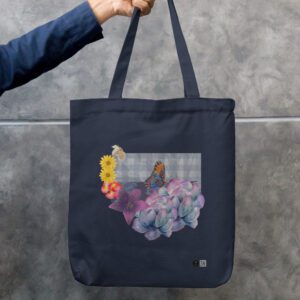 Floral Butterfly Aesthetic Zipper Canvas Tote – Dark Edition | Premium Cotton Carry-All Bag