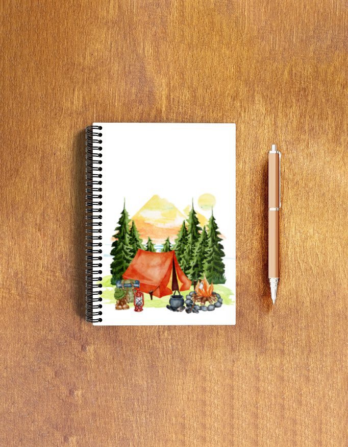 Camping Adventure Spiral Notebook – Ruled & Unruled Options (A5)
