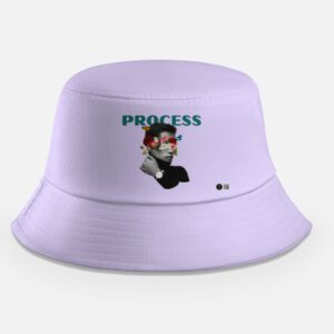 Process Floral Portrait Bucket Hat – Light Baby Pink & Lavender | Soft Cotton Aesthetic Sun Hat, Unisex Streetwear