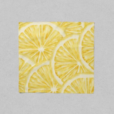 Citrus Bloom Satin Scarf – Lemon Watercolour Print | Soft Poly-Satin Square Scarf | Summer Lemon Wrap 55x55cm & 80x80cm | Bright & Breezy Style