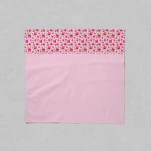 Radish Border Pink Satin Scarf – 55×55 cm | Cute Veggie-Themed Square