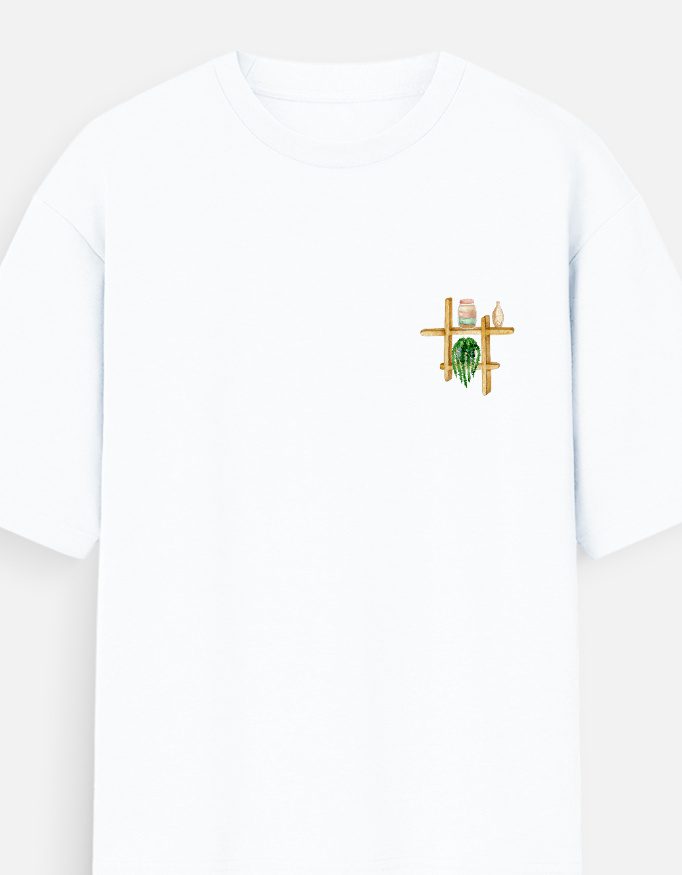 Minimal Watercolour Shelf Pocket Tee – Unisex Oversized Standard T-Shirt - Image 3