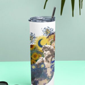 Art Collage Insulated Tumbler Bottle – 304 Stainless Steel, Splash-Proof Lid & Metal Straw