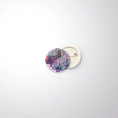 Art Fusion Round Badge – Floral Bloom Pin Badge - 32mm