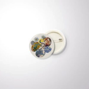 Art Collage Aesthetic Badge – Floral, Abstract & Sculpture Inspired Pin - 44mm