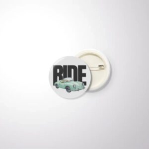 RIDE Vintage Car Badge – 44mm Glossy Pin Button