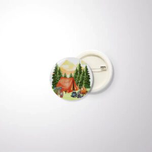 Camp Escape Camping Badge – 44mm Adventure Art Pin