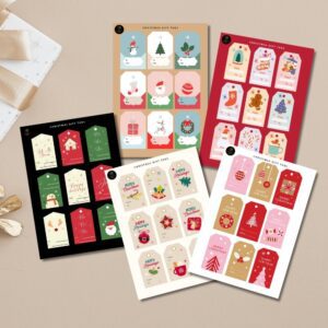 Holiday Gift Tags PDF | 5 A4 Printable Sheets | Christmas Wrapping Accessories | Instant Download