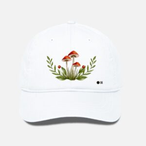 Mushroom Printed Baseball Cap | Premium Cotton Drill, Adjustable Fit, Nature-Inspired Art Cap