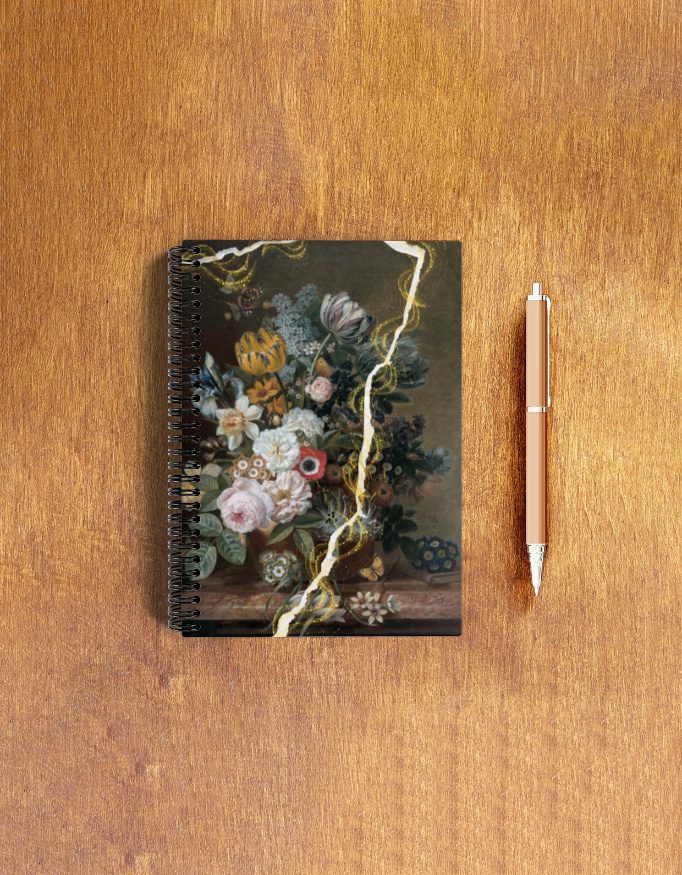 Vintage Floral Art A5 Spiral Notepad – Classic Still-Life Painting Design | Unruled | 120 Pages | Wire-Bound Sketch & Writing Notebook for Artists, Students & Daily Use