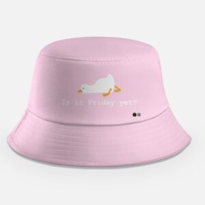 Cute Duck Bucket Hat | “Is It Friday Yet?” Printed Cotton Sun Hat | Unisex, Foldable & Breathable
